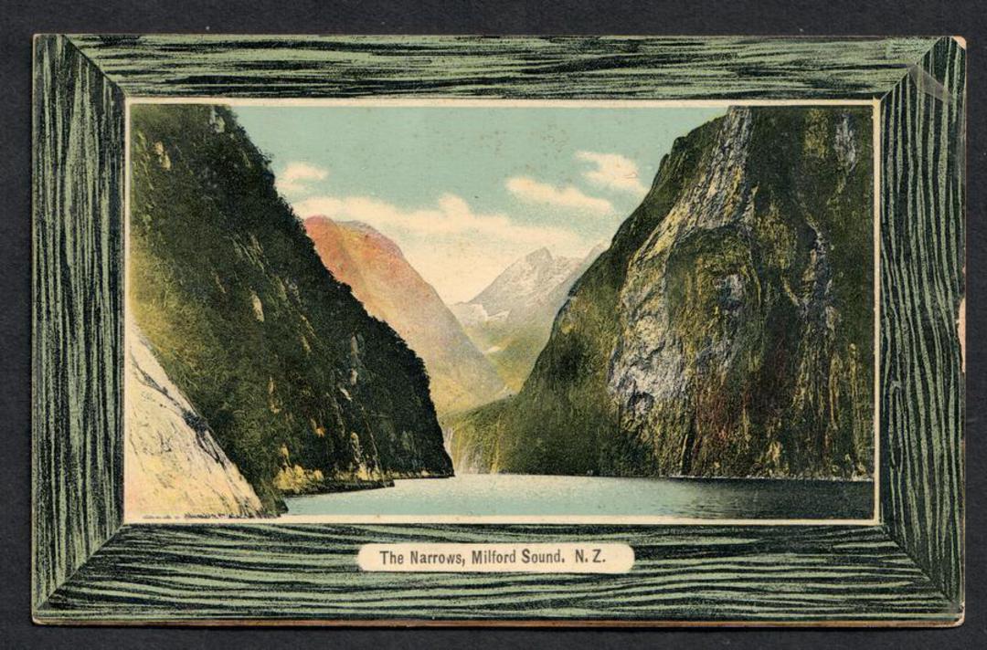 Coloured postcard of The Narrows Milford Sound. - 49804 - Postcard image 0