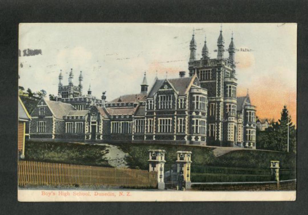 Coloured postcard of Boys' High School Dunedin. - 49237 - Postcard image 0