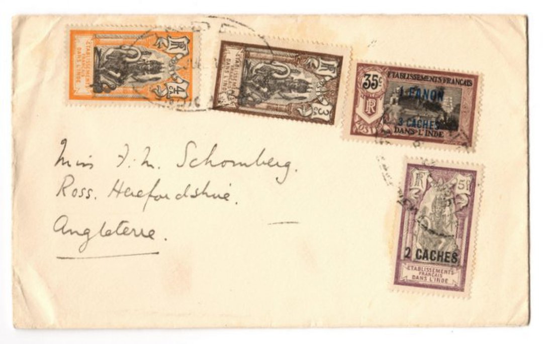 FRENCH INDIAN SETTLEMENTS 1938 Letter from Pondicherry to England. - 37532 - PostalHist image 0
