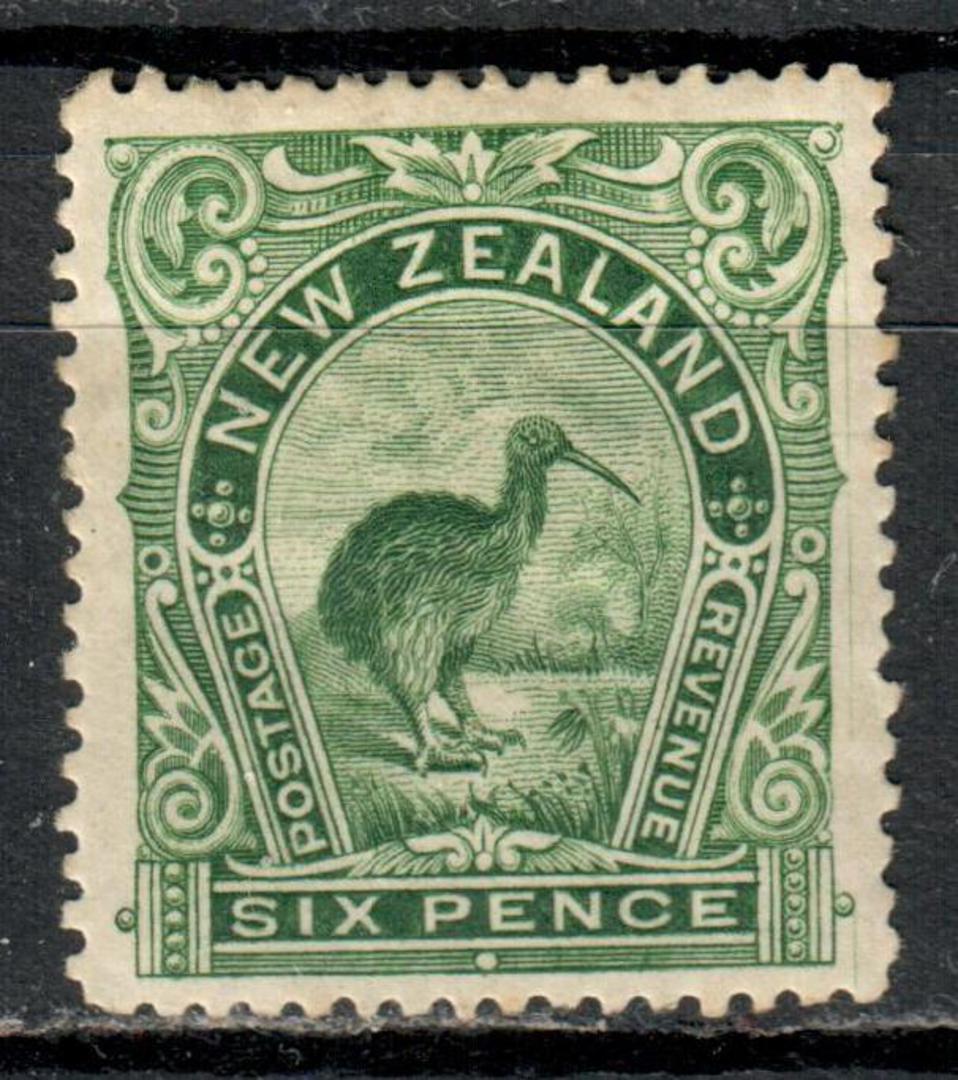 NEW ZEALAND 1898 Pictorial 6d Green Kiwi. London Print. - 4253 - Mint image 0