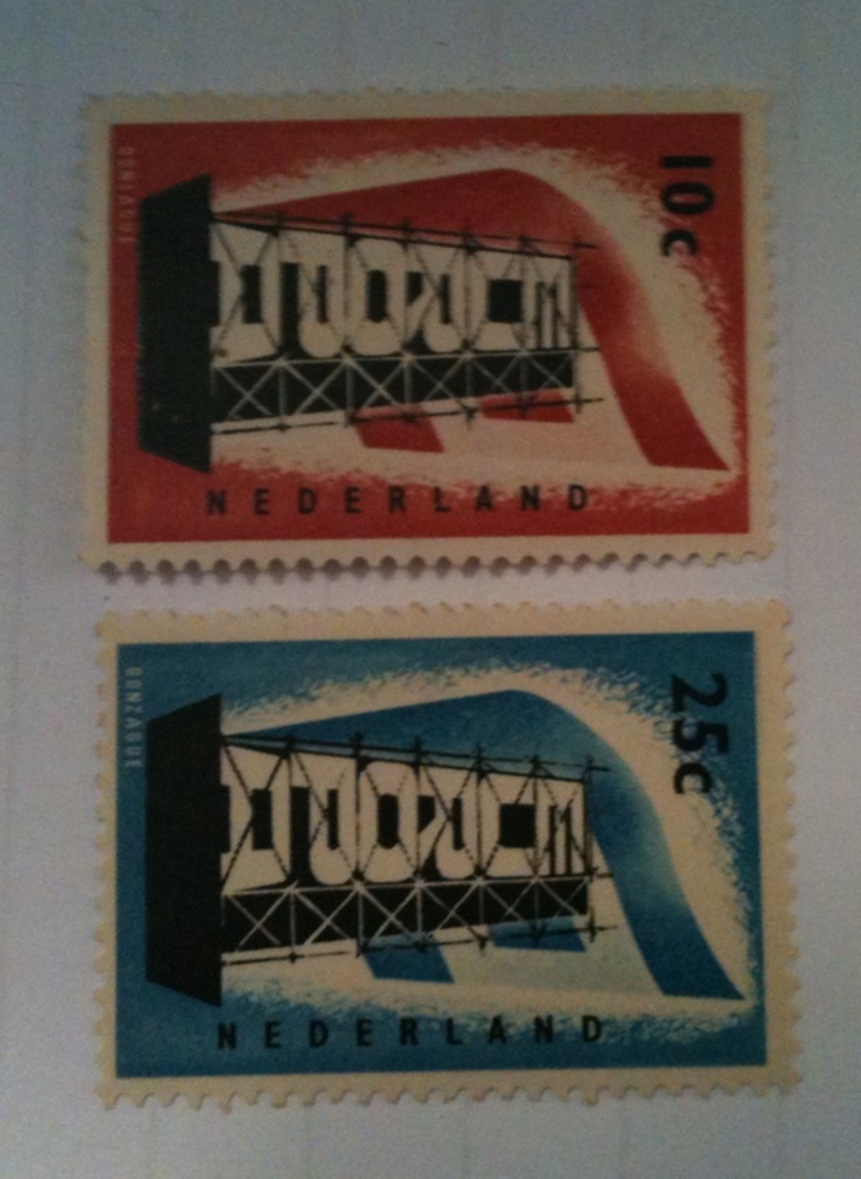 NETHERLANDS 1956 Europa. Set of 2. Very lightly hinged. - 72551 - LHM image 0