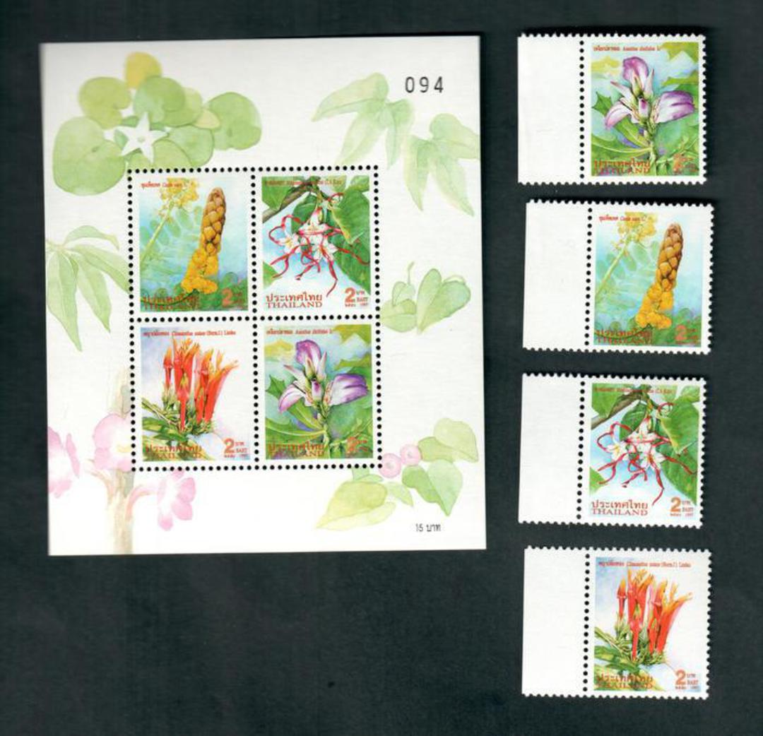 THAILAND 1997 Flowers. Set of 4 and miniature sheet. - 52353 - UHM image 0