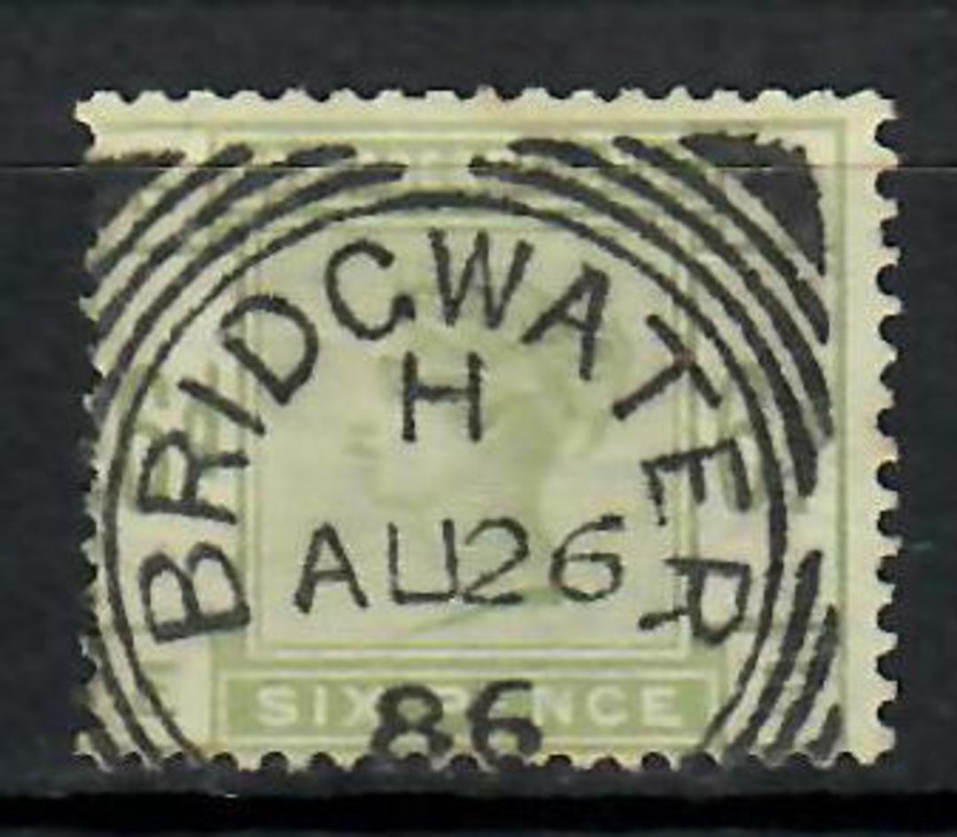 GREAT BRITAIN 1883 6d. Clean colour shows through beautiful squared circle cancel BRIDGWATER H 26/8/86. - 70599 - FU image 0