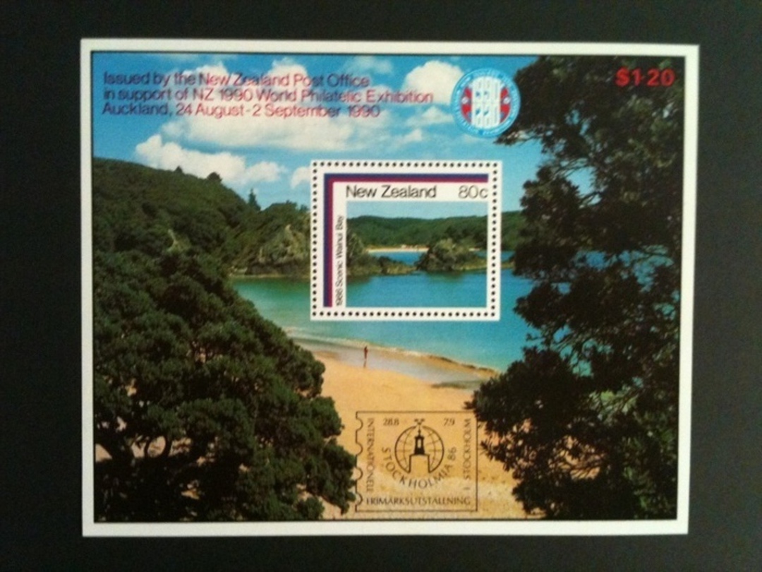 NEW ZEALAND 1986 Stockholmia 86 International Stamp Exhibition. Pair of Miniature Sheets overprinted for the occaision. - 37901 image 1