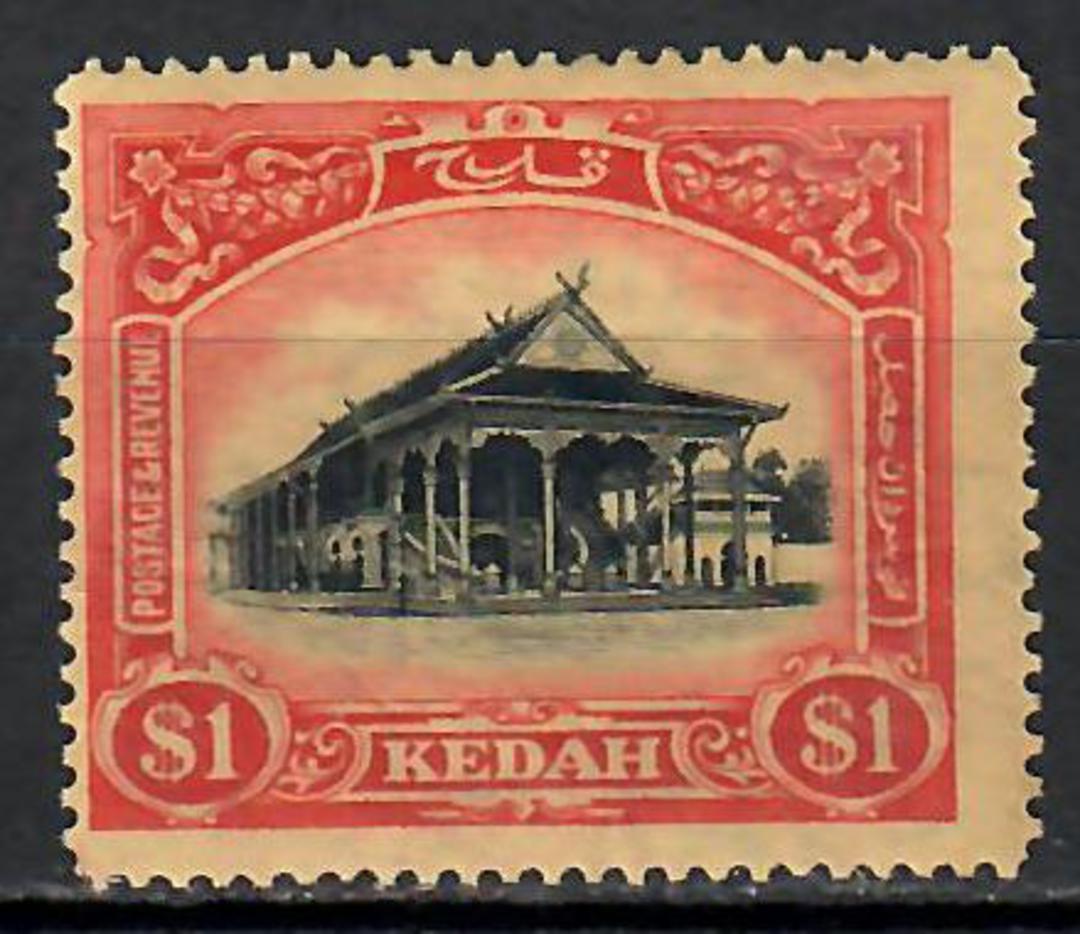 KEDAH 1921 Definitive $1 Black and Red on Yellow. Gum deterioration. - 70933 - Mint image 0