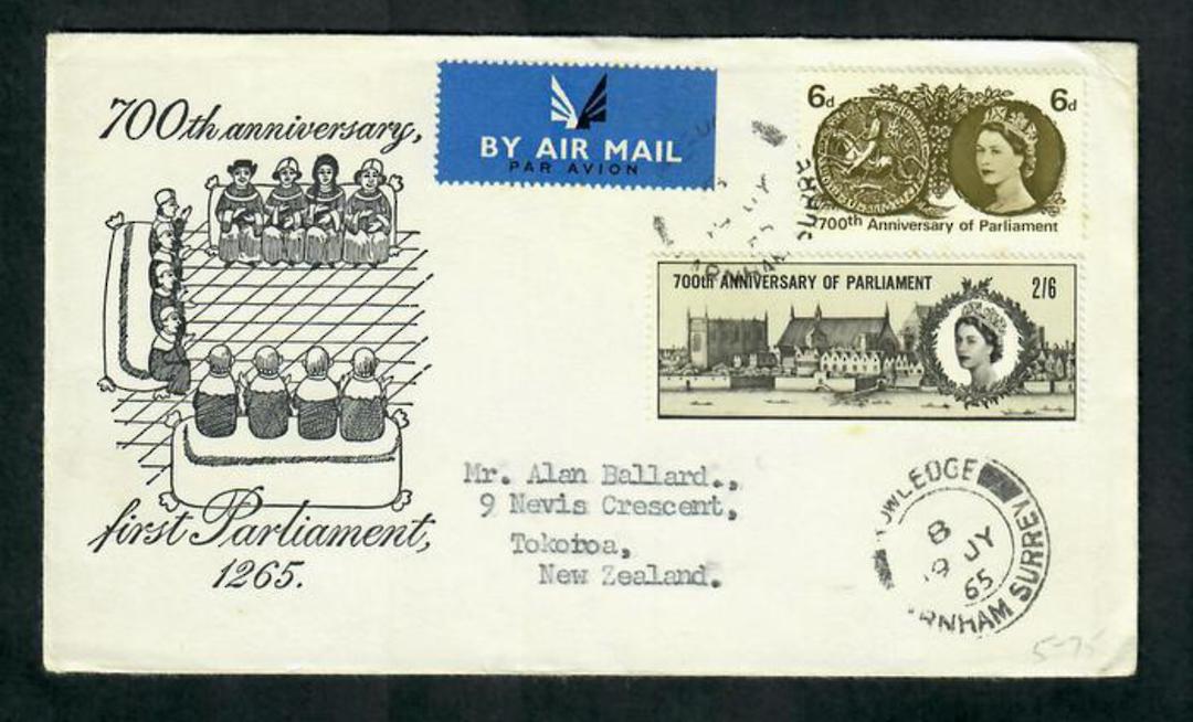 GREAT BRITAIN 1965 700th Anniversary of Parliament. Set of 2 on first day cover. - 30375 - FDC image 0
