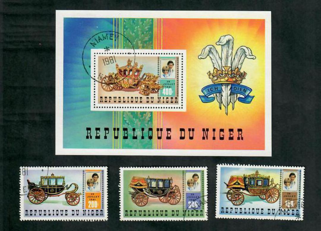 NIGER REPUBLIC 1981 Royal Wedding of Prince Charles and Lady Diana Spencer. Set of 3 and miniature sheet. - 50912 - CTO image 0