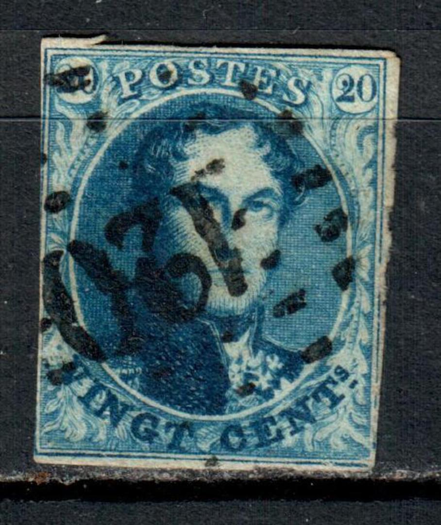 BELGIUM 1861 Definitive 20c Blue.  Cancel 120 with dots. Esemael. Scarce. Anvers. Part paper makers watermark. - 7330 - Used image 0