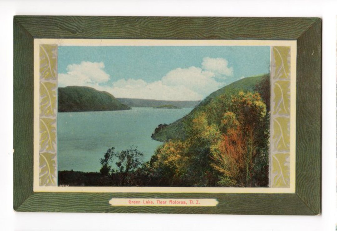 Coloured postcard of Green Lake Rotorua. - 46024 - Postcard image 0