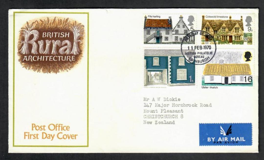 GREAT BRITAIN 1970 Rural Architecture. Set of 4 on first day cover. - 130342 - FDC image 1