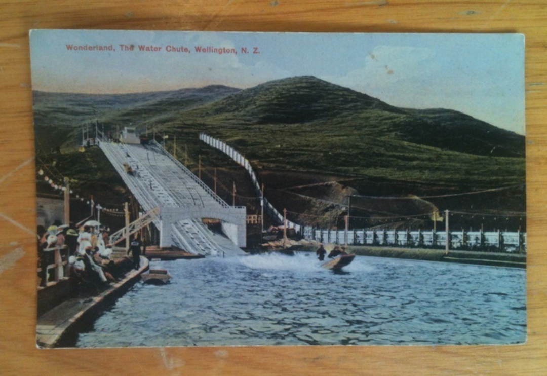 Coloured postcard of Wonderland The Water Chute Wellington. - 47839 - Postcard image 0