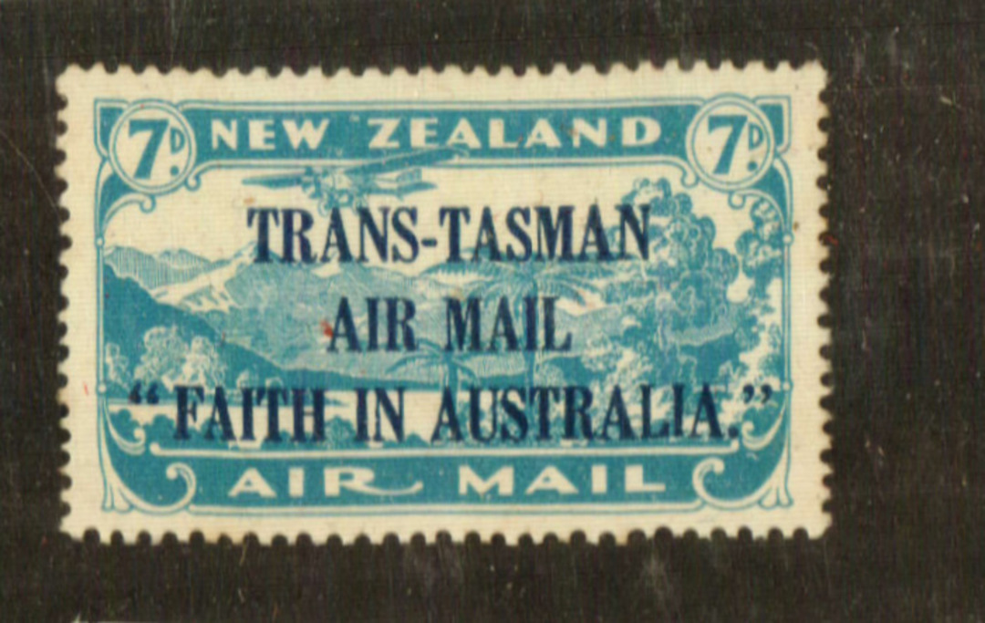 NEW ZEALAND 1934 Airmail. Overprint " Trans-Tasman Air Mail Faith in Australia".Broken N variety as listed by CP. - 71920 - UHM image 0