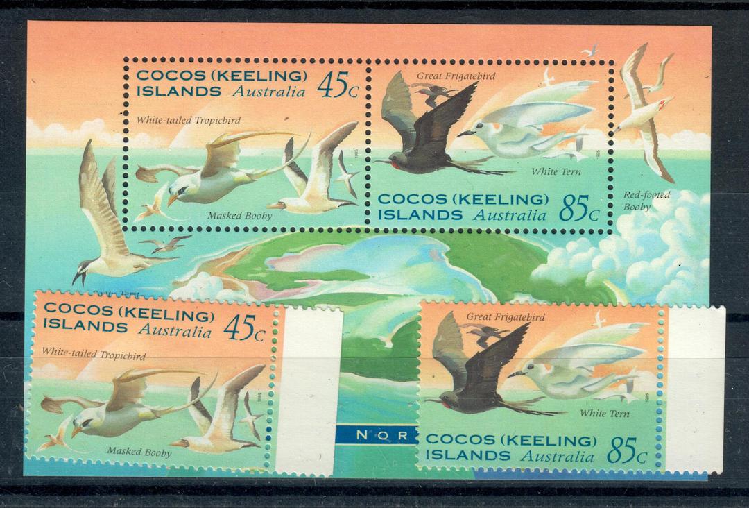 COCOS (KEELING) ISLANDS 1995 Sea-Birds of North Keeling Island. Set of 2 and miniature sheet. - 20983 - UHM image 0