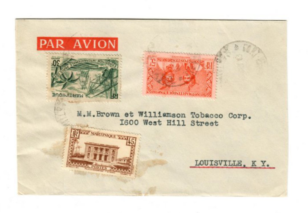 MARTINIQUE 1937 Airmail Letter from Fort de France to Louisville Kentucky. - 37830 - PostalHist image 0