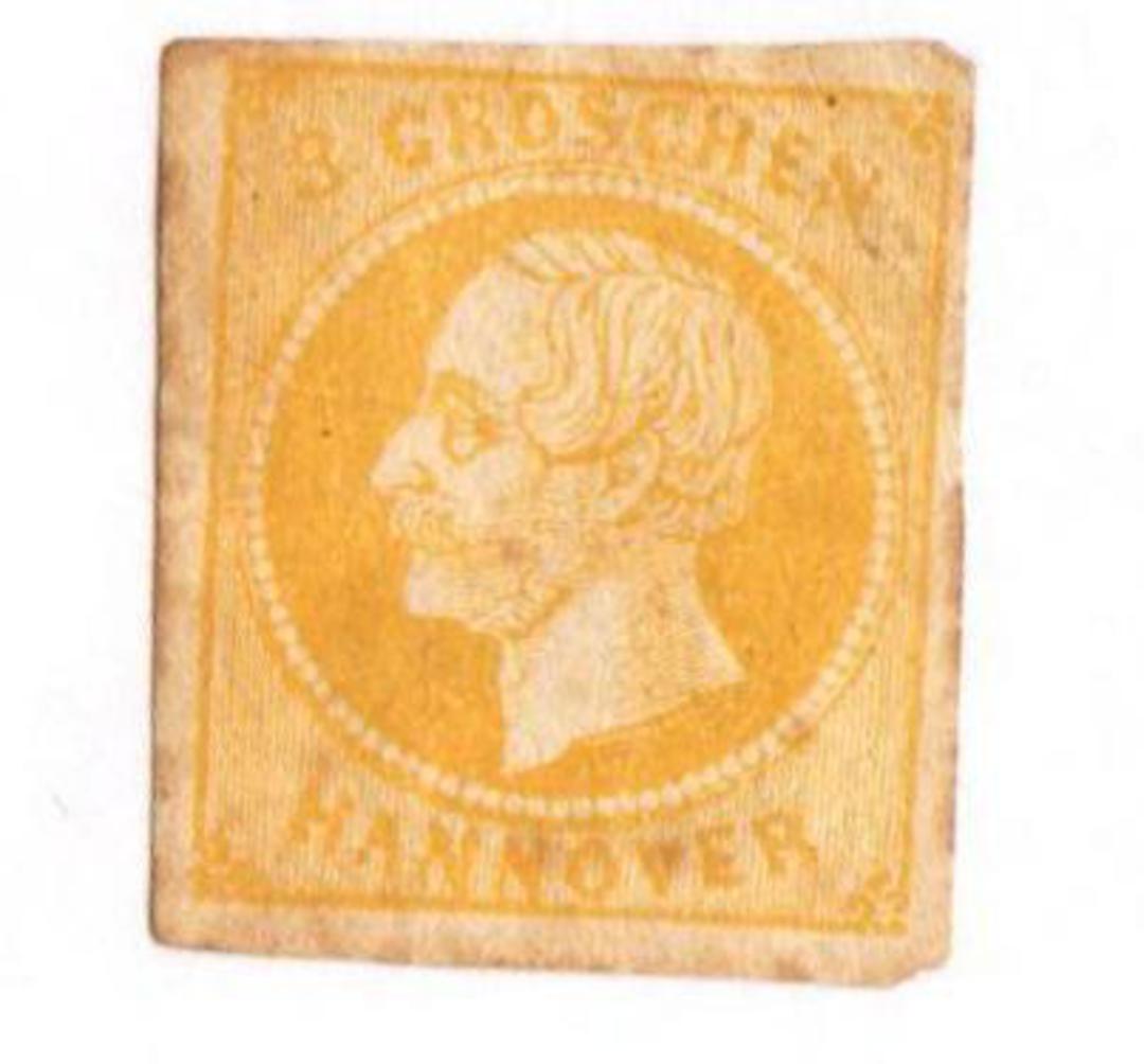 HANOVER 1859 Definitive 3gr Yellow. Crease. Toned. Therefore MNG. From the collection of H Pies-Lintz. - 76974 - MNG image 0