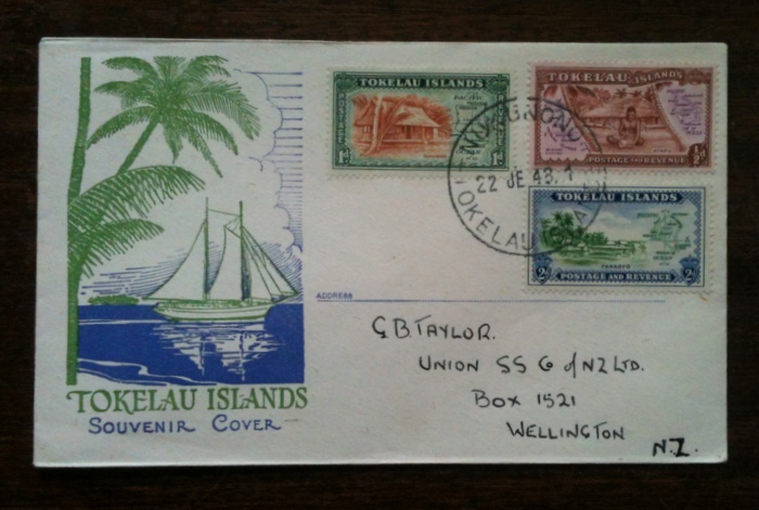 TOKELAU ISLANDS 1948 Definitives. Set of 3 on first day cover. - 34132 - FDC image 0
