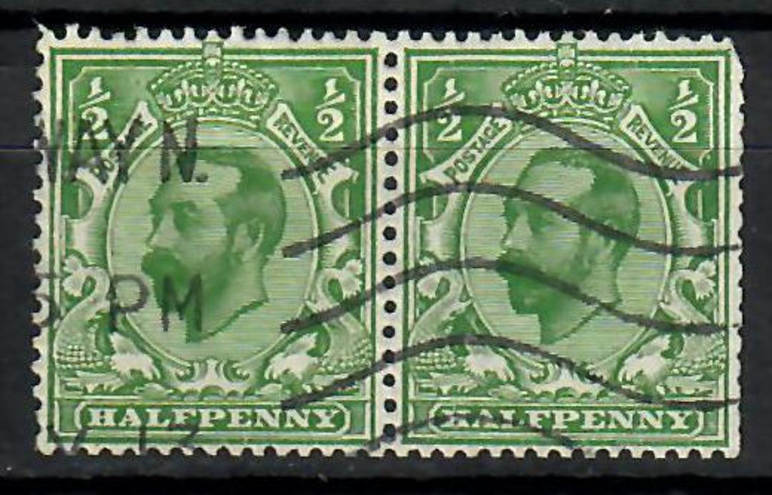 GREAT BRITAIN 1912 George 5th Definitive ½d Green. Die 1B. Watermark inverted. Postmarked with  the date portion of a slogan can image 0