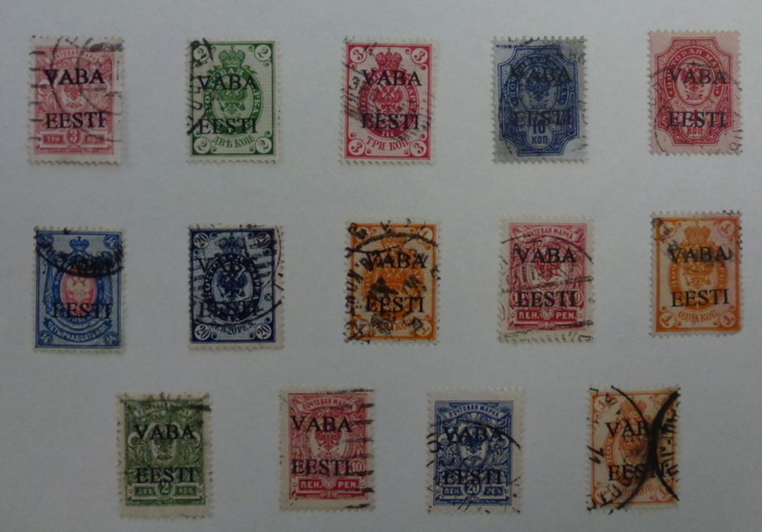 ESTONIA 1944 Russian stamps overprinted by the Russian Troops Re-occupying the country as they defeated the Germans. Set of 14. image 0
