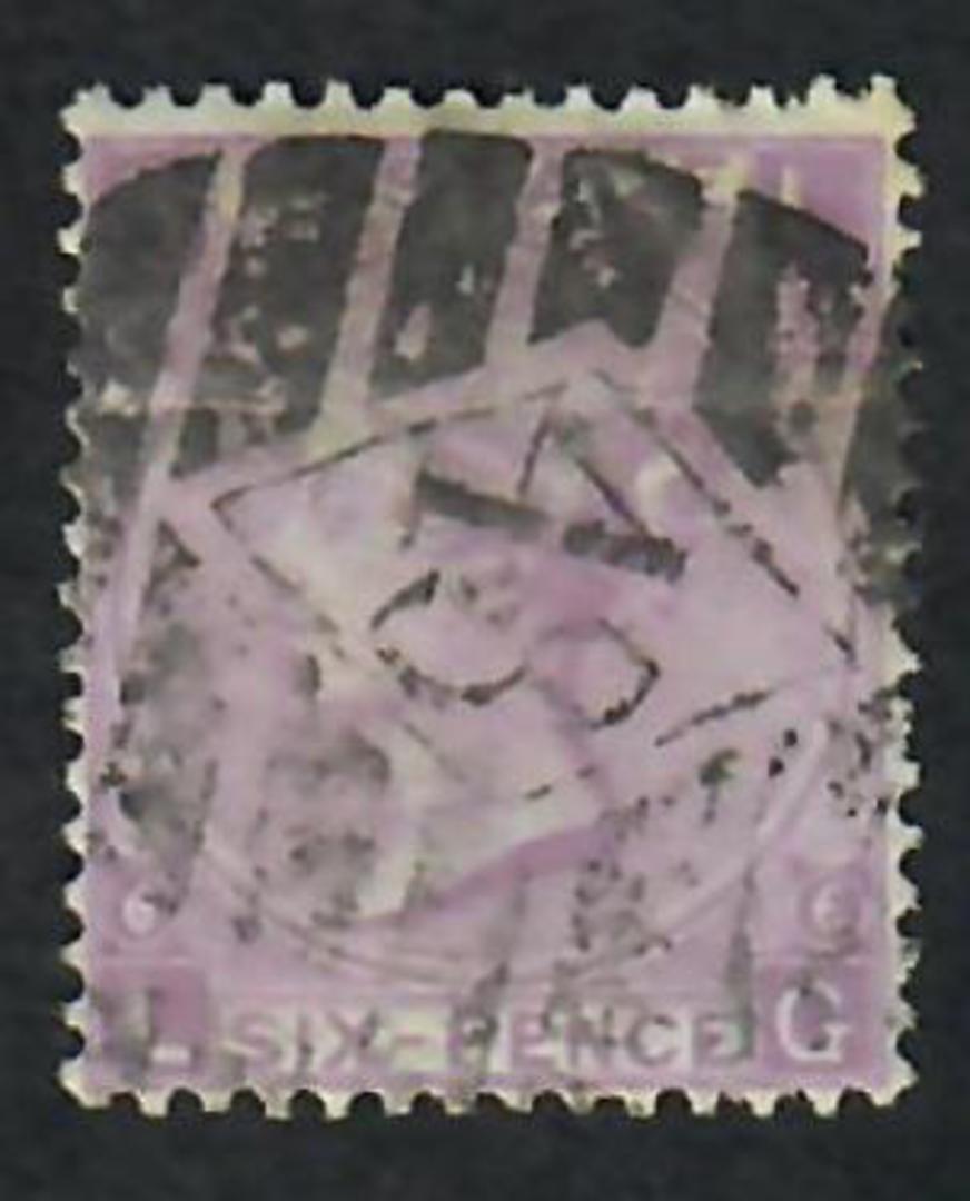 GREAT BRITAIN 1867 6d Bright Violet. With hyphen. Plate 6. Letters GLLG. Quite well centred. Postmark 43 in diamond bars. - 7027 image 0