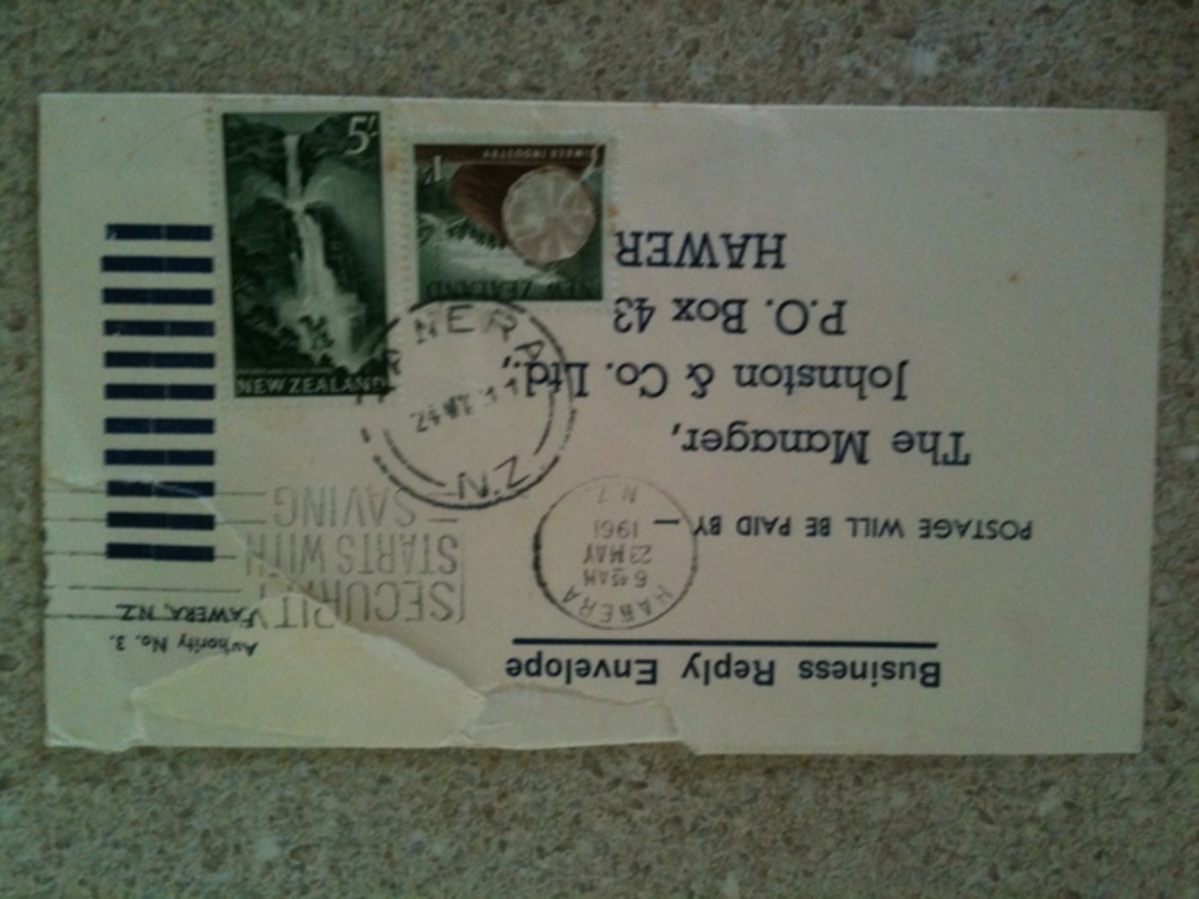 NEW ZEALAND 1961 Business Reply Envelope to Hawera firm with 6/2d postage. - 32518 - PostalHist image 0