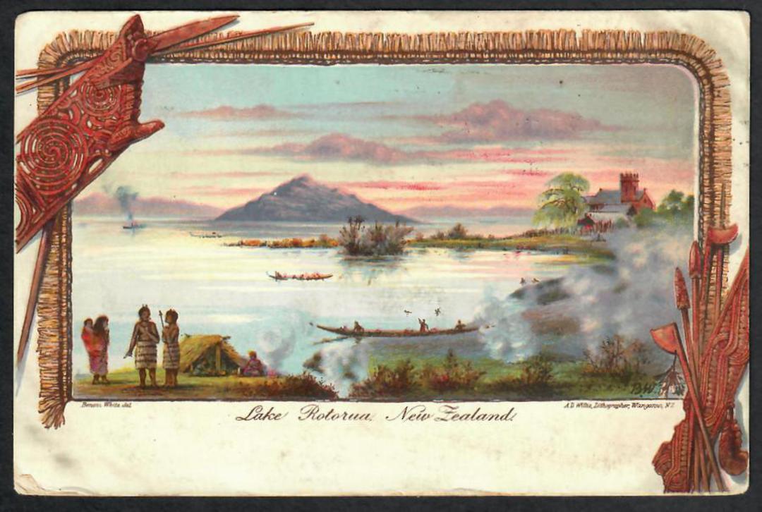 LAKE ROTORUA Coloured Postcard by Government Tourist. Mailed from Auckland to USA - 69928 - Postcard image 0