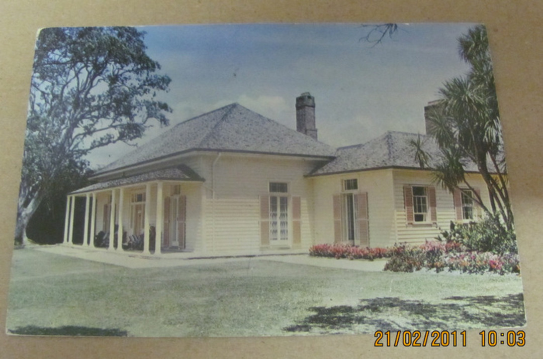 Modern Coloured Postcard by Gladys Goodall of the Treaty House Waitangi. - 444206 - Postcard image 0