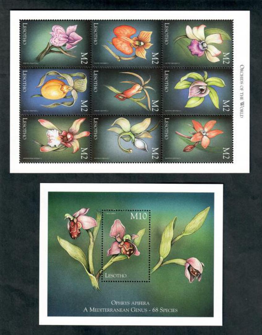 LESOTHO 1999 Orchids. Sheet of 9 and miniature sheet. - 50698 - UHM image 0
