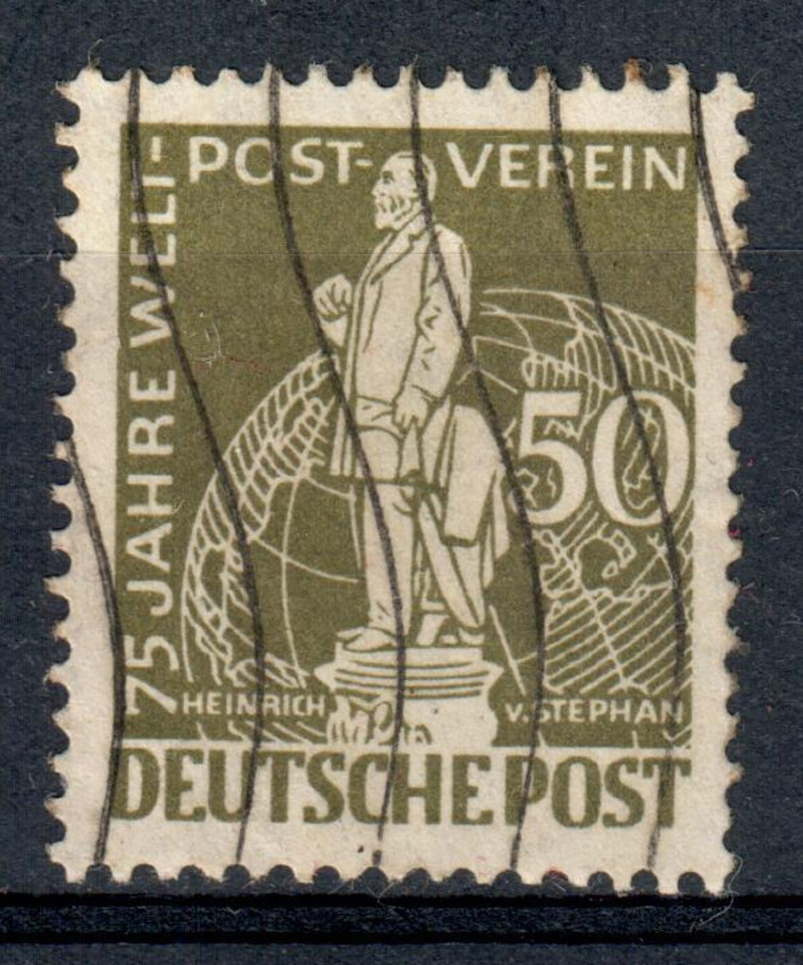 WEST BERLIN 1949 75th Anniversary of the Universal Postal Union 50pf Brown-Olive. - 76070 - Used image 0