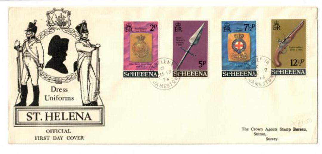 ST HELENA 1972 Military Equipment. Third series. Set of 4 on first day cover. - 30979 - FDC image 0