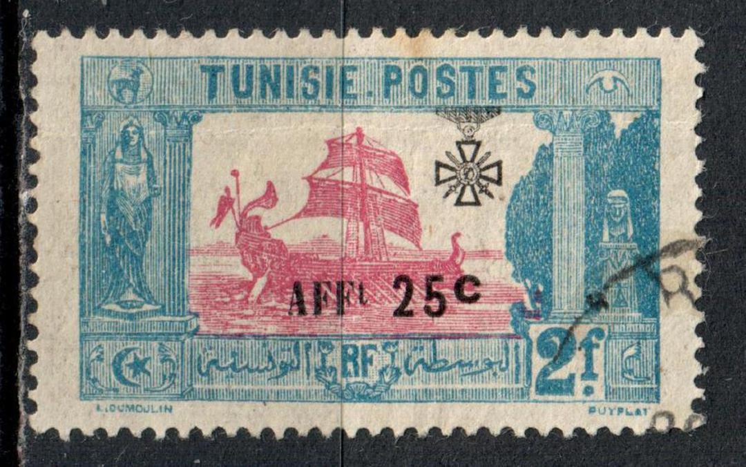 TUNISIA 1923 War Wounded Fund 25c on 2fr Pink and Blue. - 76426 - VFU image 0