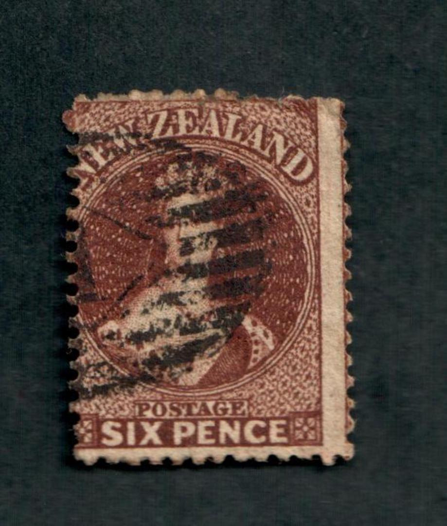 NEW ZEALAND 1862 Full Face Queen 6d Brown. Excellent postmark but spoiled by a blunt corner. - 39075 - Used image 0