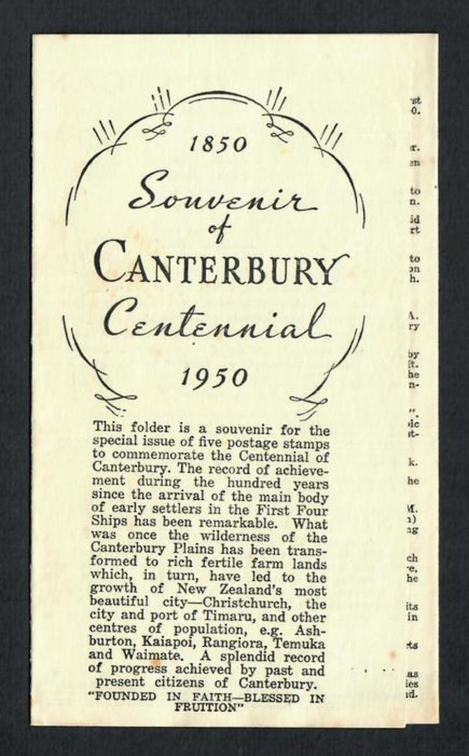 NEW ZEALAND 1950 Publication by the New Zealand Post Office with details of the Canterbury Centennial issue. - 31549 - PostalHis image 0