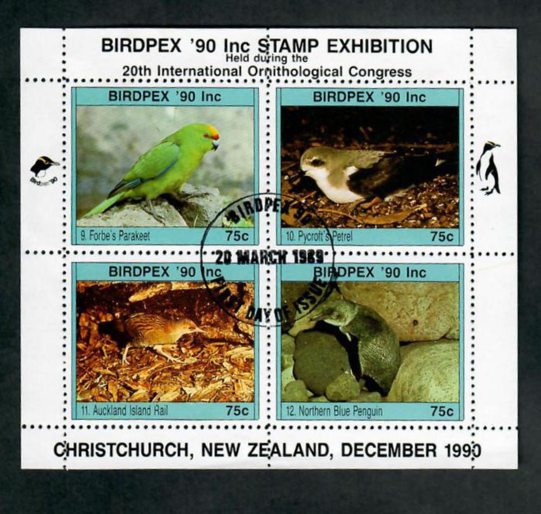 NEW ZEALAND 1990 Birdpex '90 International Stamp Exhibition. Miniature sheet 9-12. - 21679 - VFU image 0