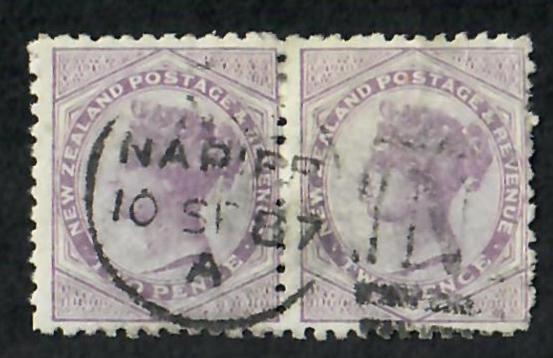 NEW ZEALAND 1882 Victoria 1st Second Sidefaces 2d Napier A class cancel on pair. - 70496 - Used image 0