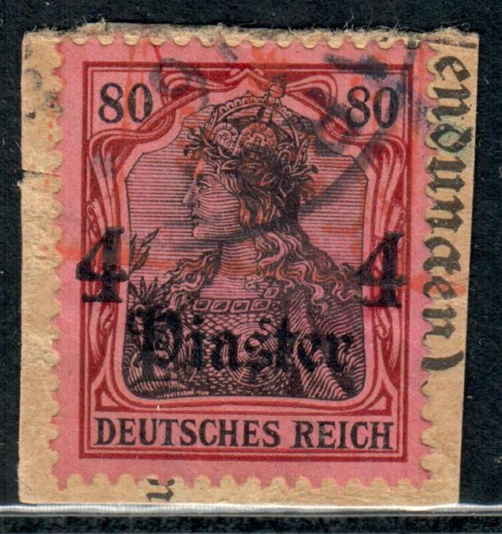 GERMAN Post Offices in the TURKISH EMPIRE 1905 Definitive 4pi on 80pf Black and Carmine on Rose. - 9422 - FU image 0