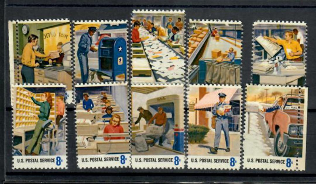 USA 1973 Postal Service Employees. Set of 10. - 21538 - UHM image 0