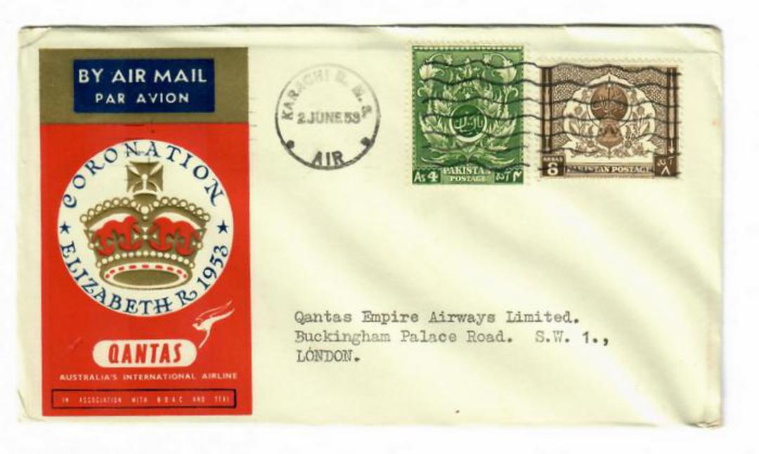 PAKISTAN 1953 Qantas Coronation Flight Cover from Karachi to London. - 31091 - PostalHist image 0