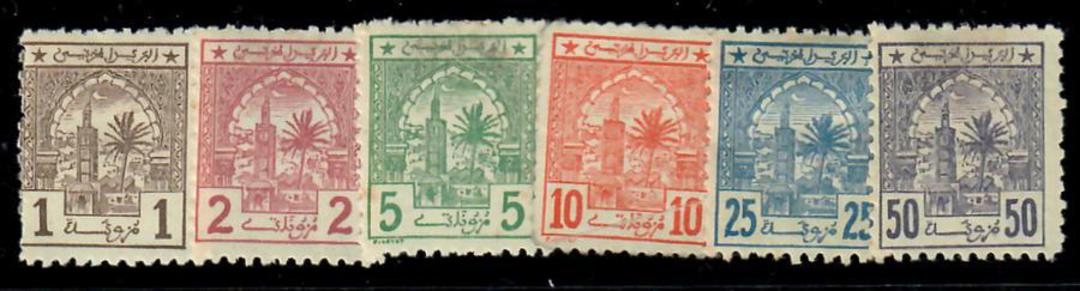 FRENCH MOROCCO SHERIFAN POST 1912 Definitives. Set of 6. White paper. The 10c is MNG. The others have original gum. Hinge remain image 0