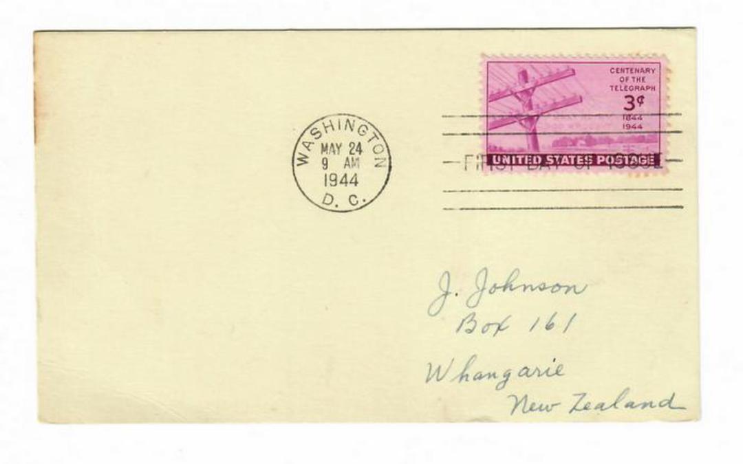 USA 1944 Centenary of the First Telegraph Message on first day cover. Nice card. - 31161 - FDC image 0