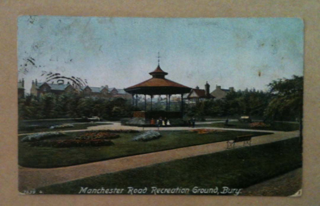 Coloured postcard of Manchester Road Recreation Ground Bury. - 242554 - Postcard image 0