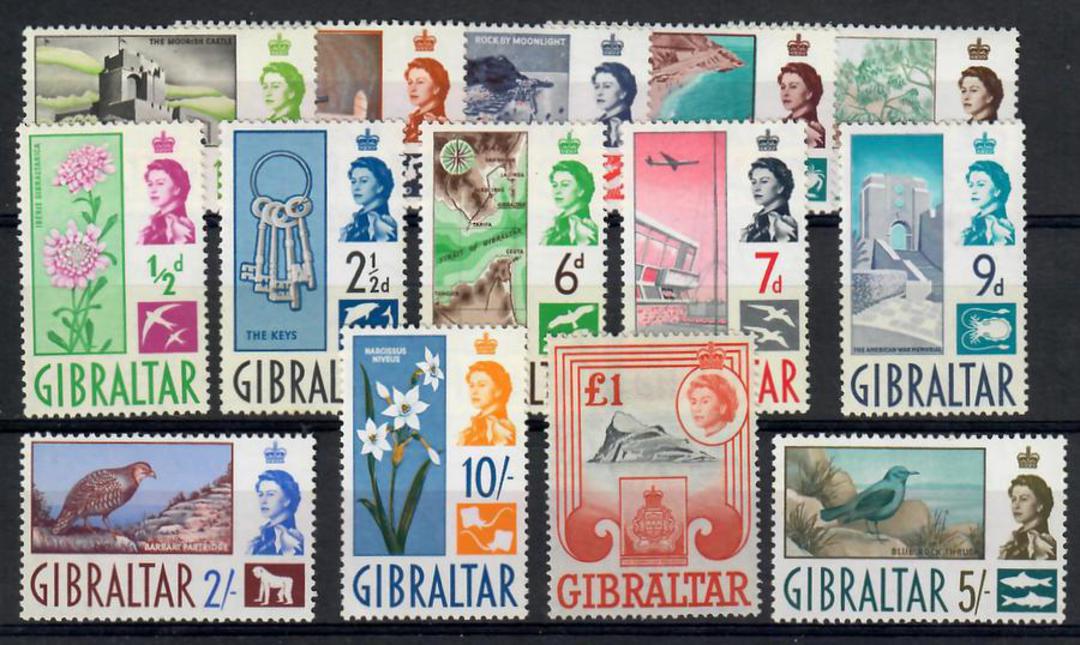 GIBRALTAR 1960 Elizabeth 2nd Definitives. Set of 14. Hardly any hinge marks. - 23262 - LHM image 0