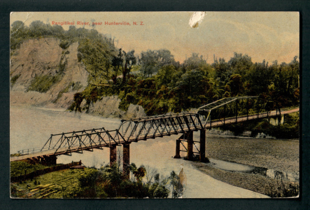 Postcard of Rangitikei River near Hunterville. Rubber bands are the bane of our life. - 46884 - Postcard image 0