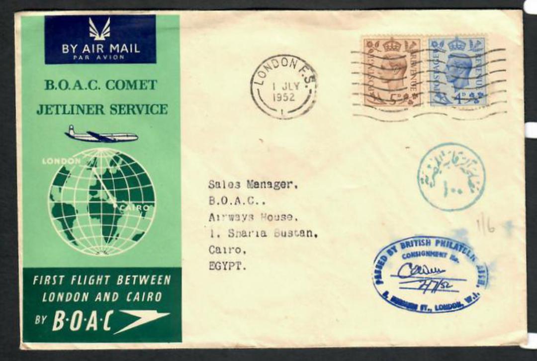 GREAT BRITAIN 1952 BOAC Comet Jetliner Service. First Flight from London to Cairo. Attractive Egyptian receiving mark. - 30880 - image 0