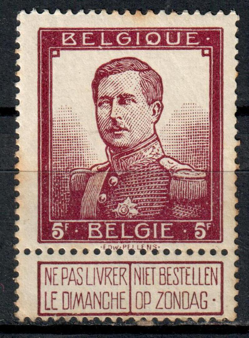 BELGIUM 1912 Definitive 5fr Claret. Tone spot. - 7327 - UHM image 0