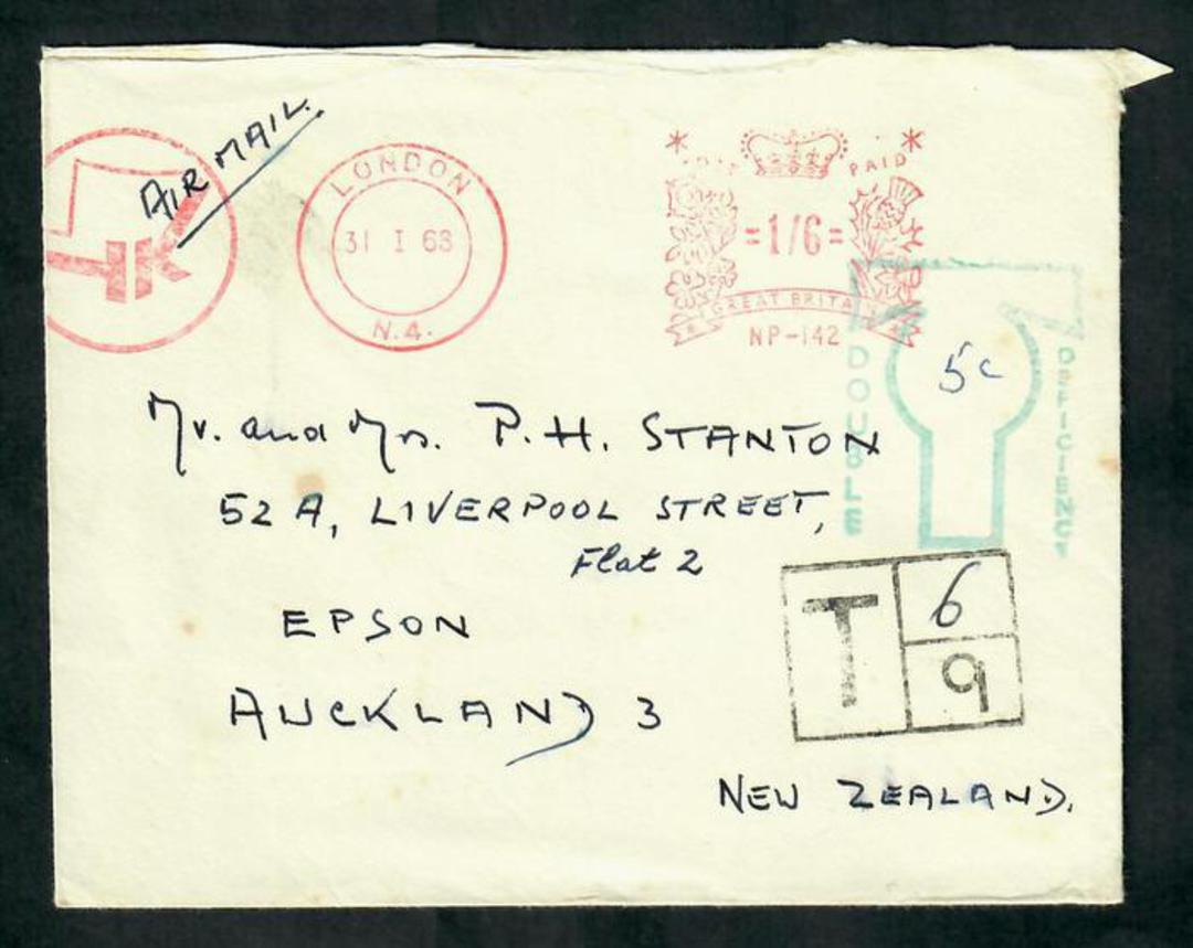 GREAT BRITAIN 1968 Cover to New Zealand with two Postage Due markings. - 30369 - PostalHist image 0