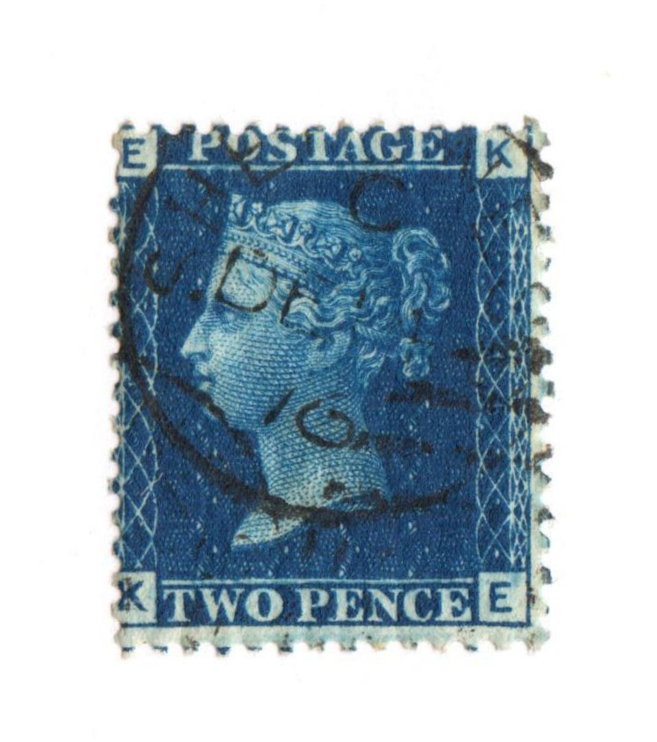 GREAT BRITAIN 1858 2d Deep Blue.Thin Lines.Plate 15.  Letters EKKE. Centred north west. - 70425 - FU image 0