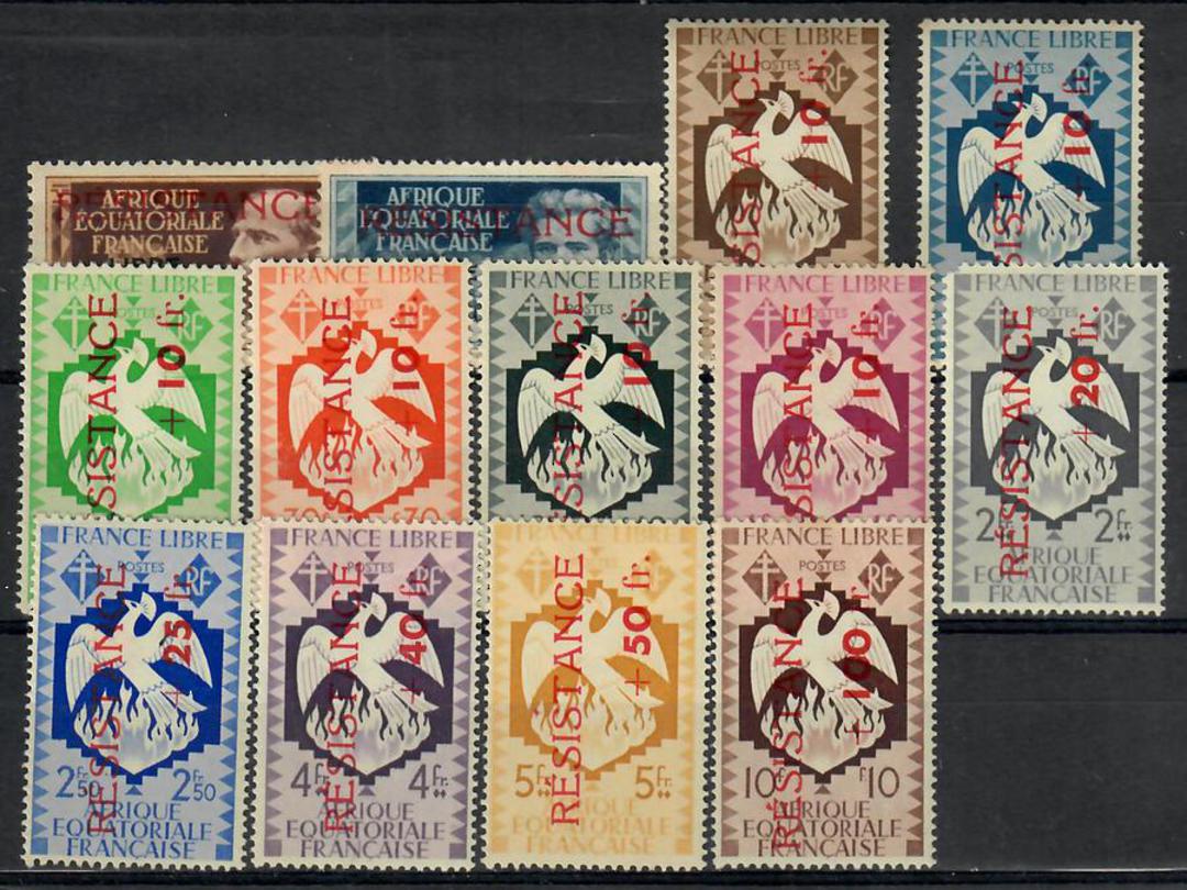 FRENCH EQUATORIAL AFRICA 1944 French Aid Fund. First series. Set of 14. - 23702 - LHM image 0