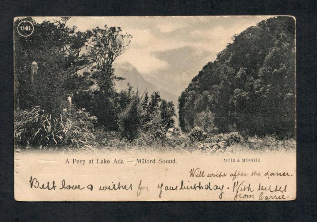 Early Undivided Postcard by Muir & Moodie. A peep at Lake Ada Milford Sound. - 249817 - Postcard image 0