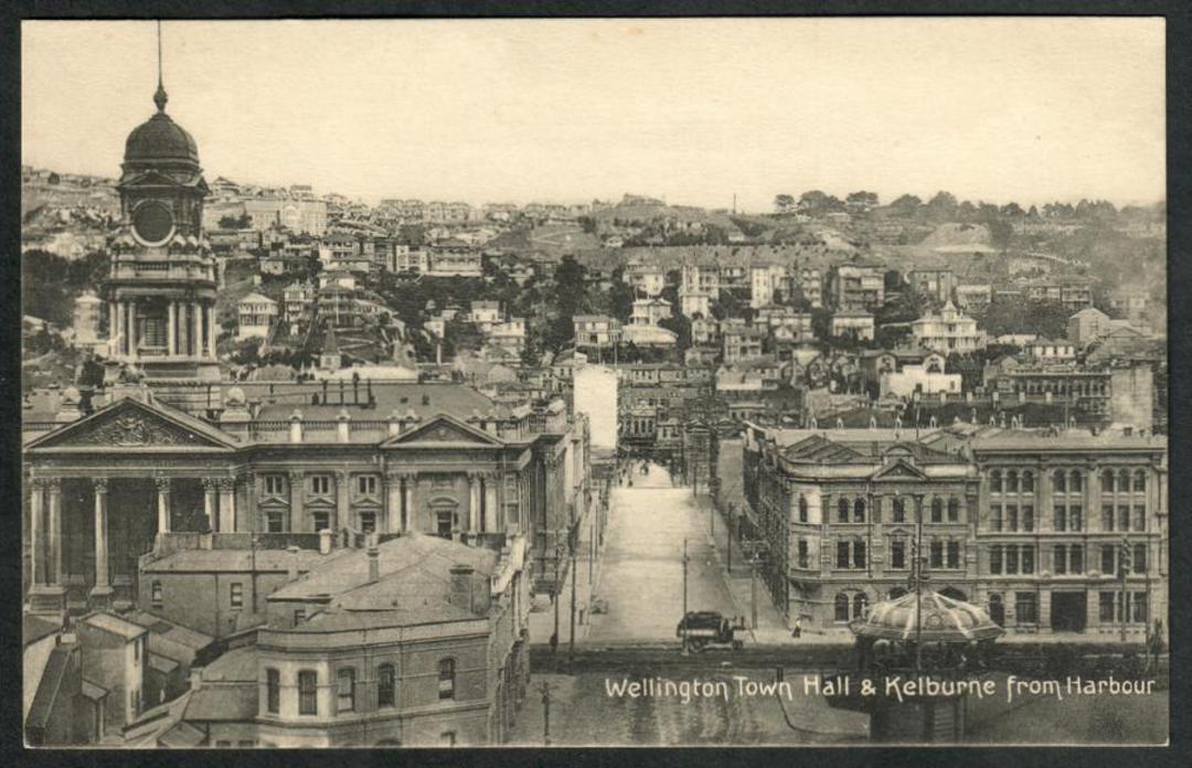 WELLINGTON Town Hall and Kelburne from Harbour. Postcard. Littlebury. - 47446 - Postcard image 0