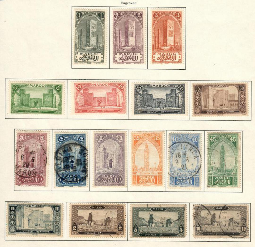 FRENCH MOROCCO 1917 Definitives. Set of 17. Effectively the set to the 2fr which is very fine used (as is the 45c).. The lower v image 0